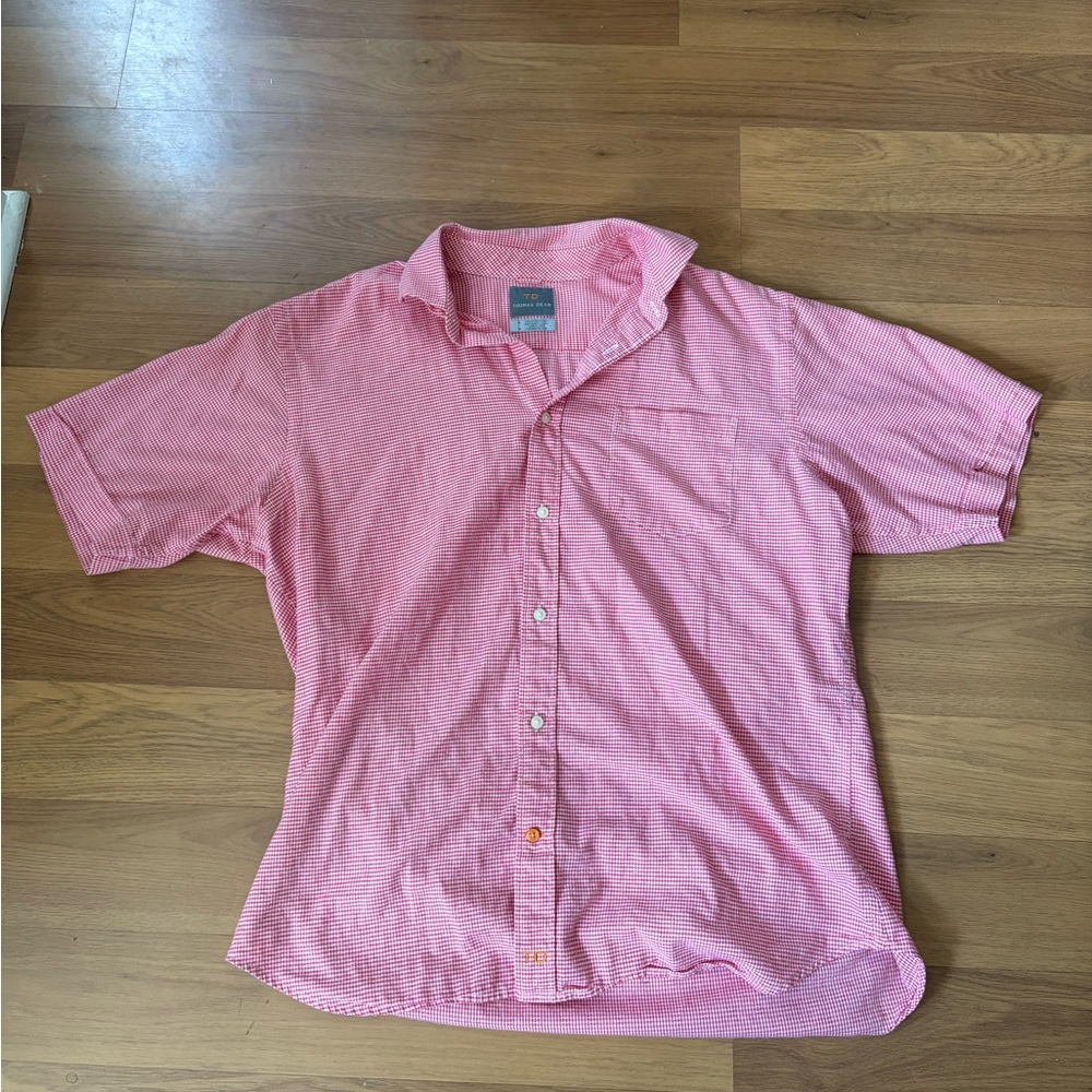 Thomas Dean Pink Casual Button Down Shirt